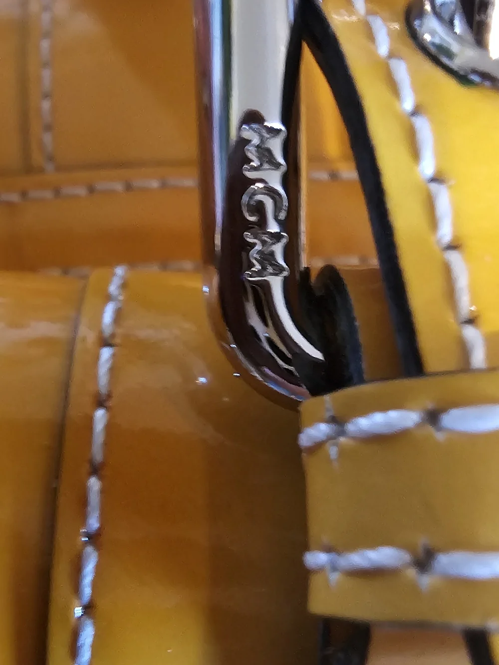 MCM Yellow Patent Leather Boston Satchel Bag